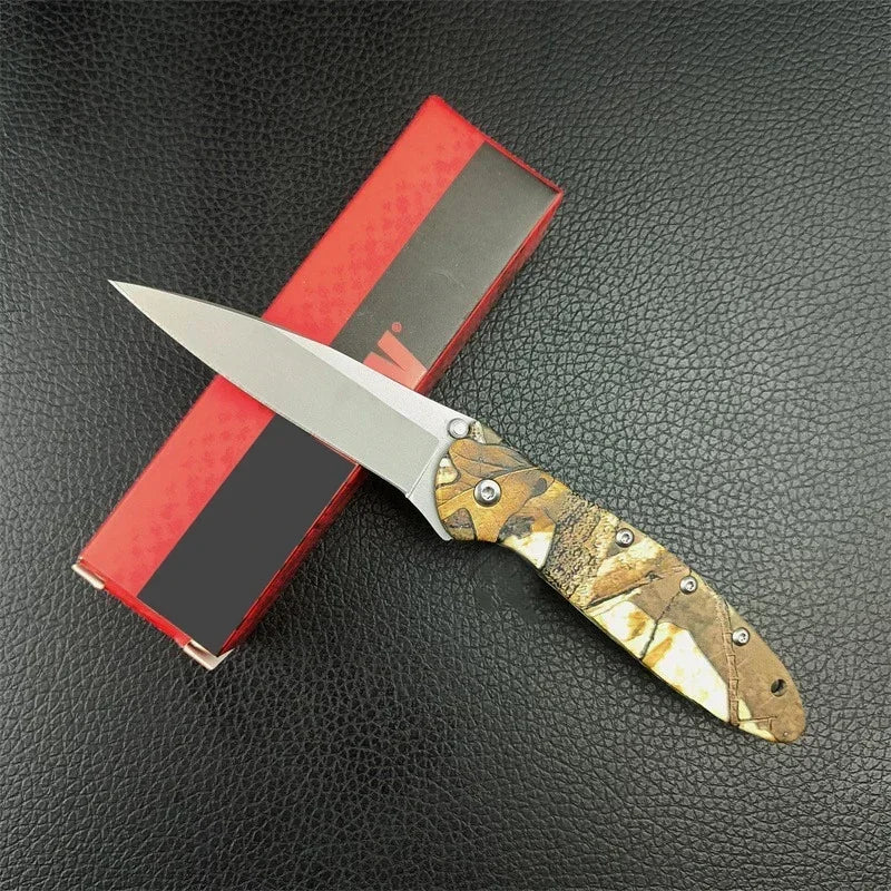 Flipper Knife 3" Bead Blast Plain Blade Carbon Fiber Handle Folding Pocket Knife with Pocket Clip Survival Knife Camping Tools