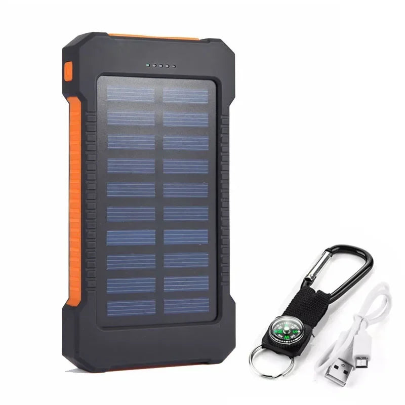 H  020000mAh Solar Power Bank Portable External Battery Double USB Fast Charging Powerbank Phone Charger For Smart Mobile Phone