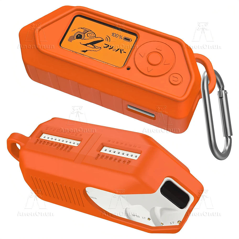 Flipper Zero Full Protective Case with Carabiner Anti-fall Anti-scratch Anti-slip Black Silicone Soft Shell Cover Accessories