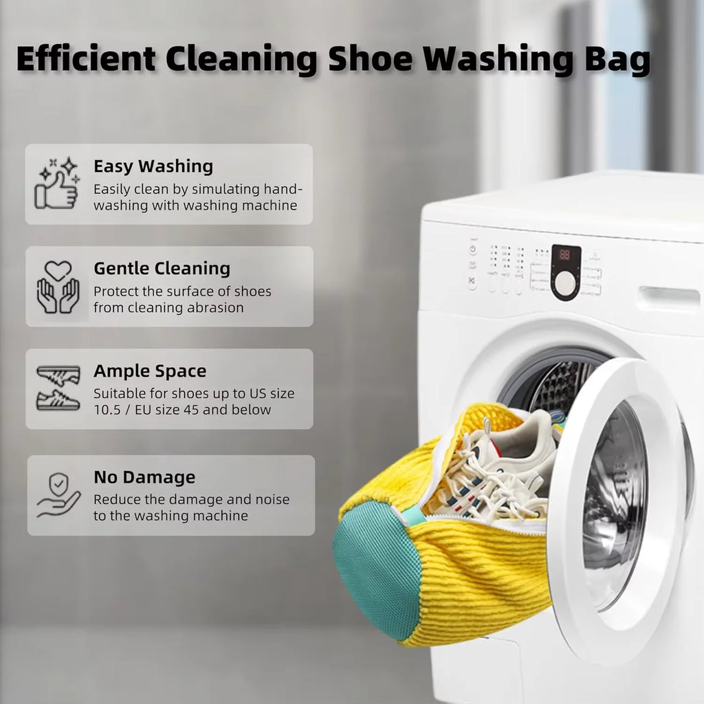 Durable Mesh Shoe Wash Bag with Zipper Rich Fluff Inside Protects Sneakers Casual Shoes in Washer Dryer Travel Storage Organizer