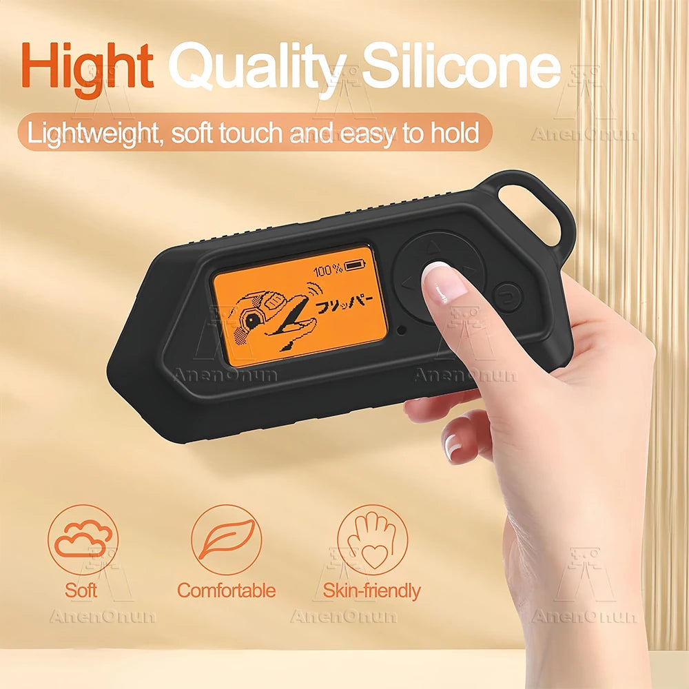 Flipper Zero Full Protective Case with Carabiner Anti-fall Anti-scratch Anti-slip Black Silicone Soft Shell Cover Accessories