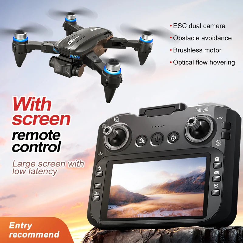 2025 NEW D5 Drones 4K HD Professional Remote Control Helicopter Plane RC Dron With Screen obstacle avoidance FPV Quadcopter Toys