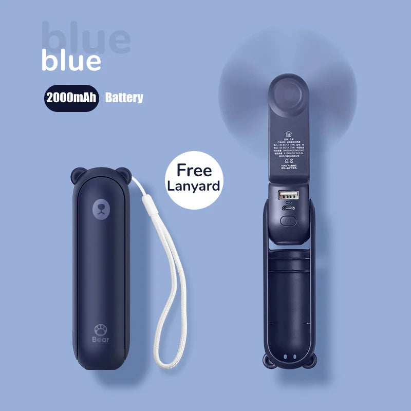 Portable Handheld Fan Mini Fans Ventilador USB Rechargeable Fan 2000mAh Silent Small Fan for Home Ventilador de Mano Ventoinha