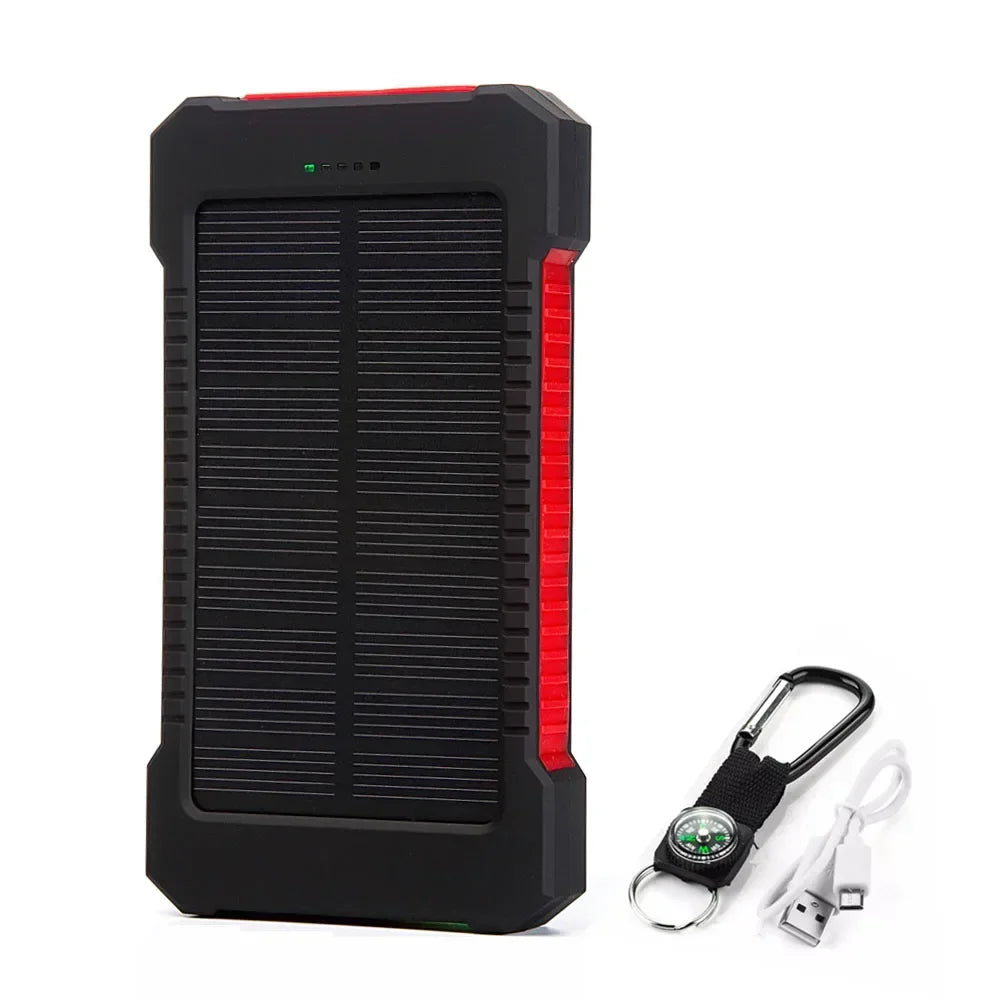 H  020000mAh Solar Power Bank Portable External Battery Double USB Fast Charging Powerbank Phone Charger For Smart Mobile Phone