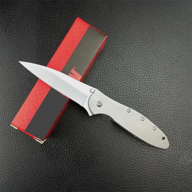 Flipper Knife 3" Bead Blast Plain Blade Carbon Fiber Handle Folding Pocket Knife with Pocket Clip Survival Knife Camping Tools