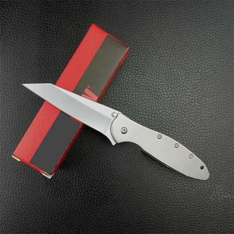 Flipper Knife 3" Bead Blast Plain Blade Carbon Fiber Handle Folding Pocket Knife with Pocket Clip Survival Knife Camping Tools