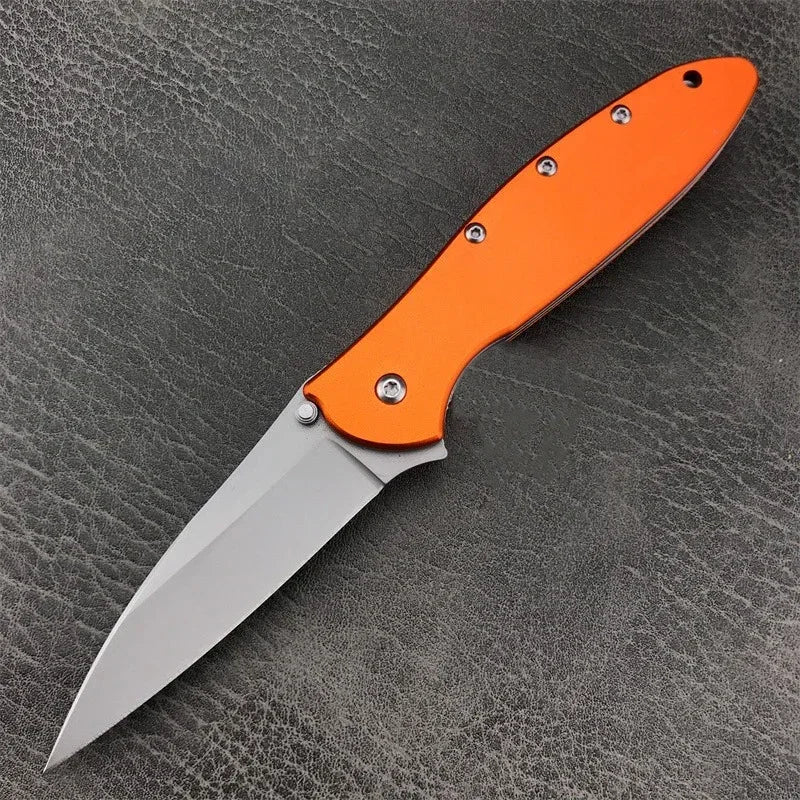 Flipper Knife 3" Bead Blast Plain Blade Carbon Fiber Handle Folding Pocket Knife with Pocket Clip Survival Knife Camping Tools